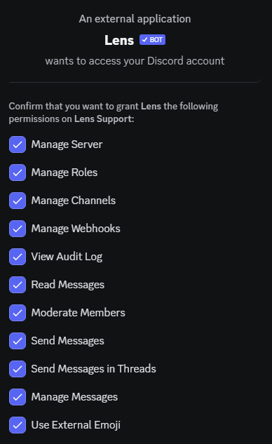Picture of Default Lens Permissions
